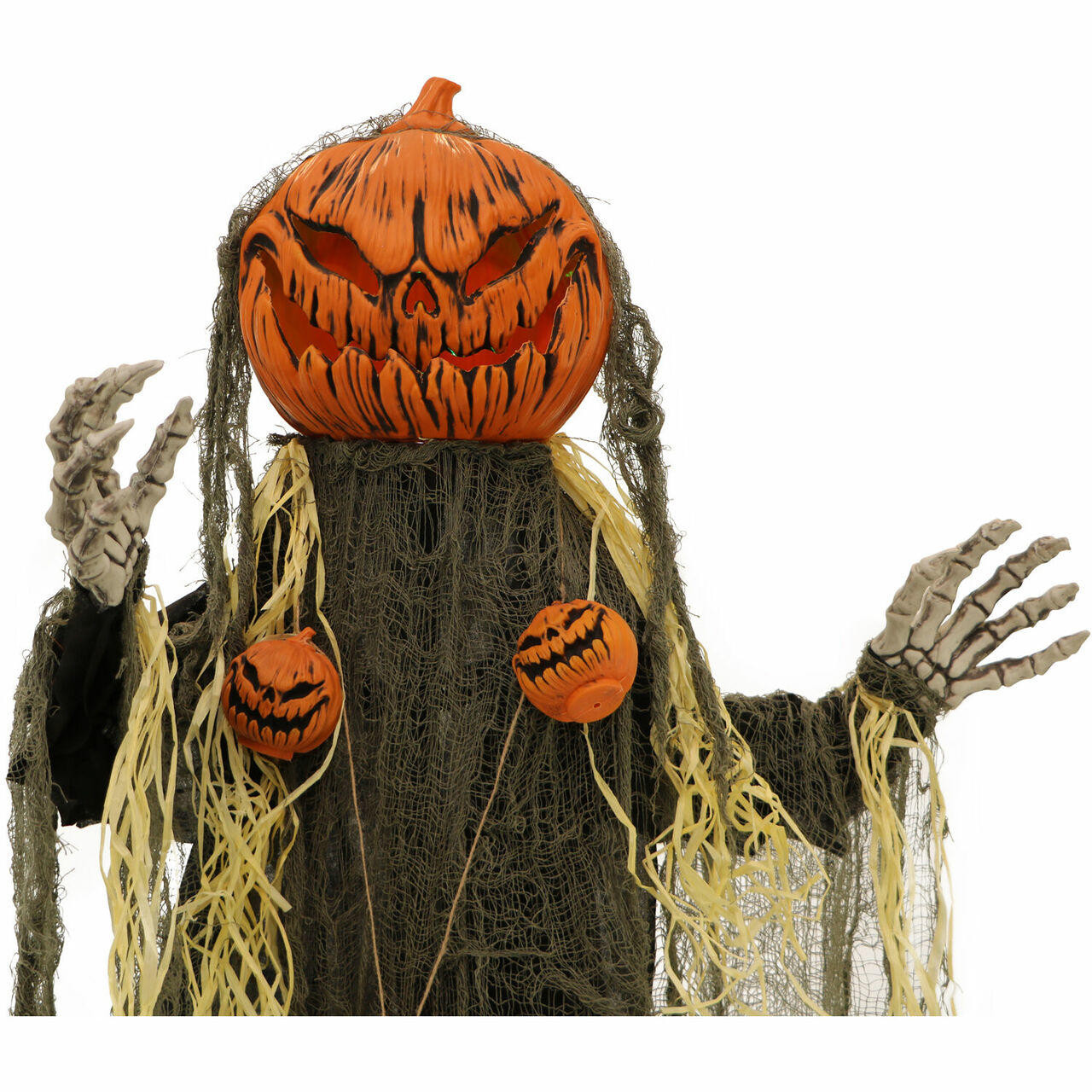 Haunted Hill Farm 5.33-ft. Animatronic Pumpkin Man, Indoor/Outdoor ...