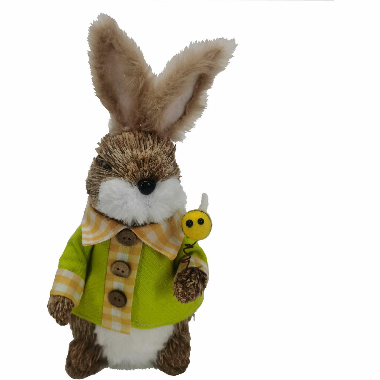 4-Piece Sisal & Plush Bunny Family with Green and Yellow Outfits, Cute ...