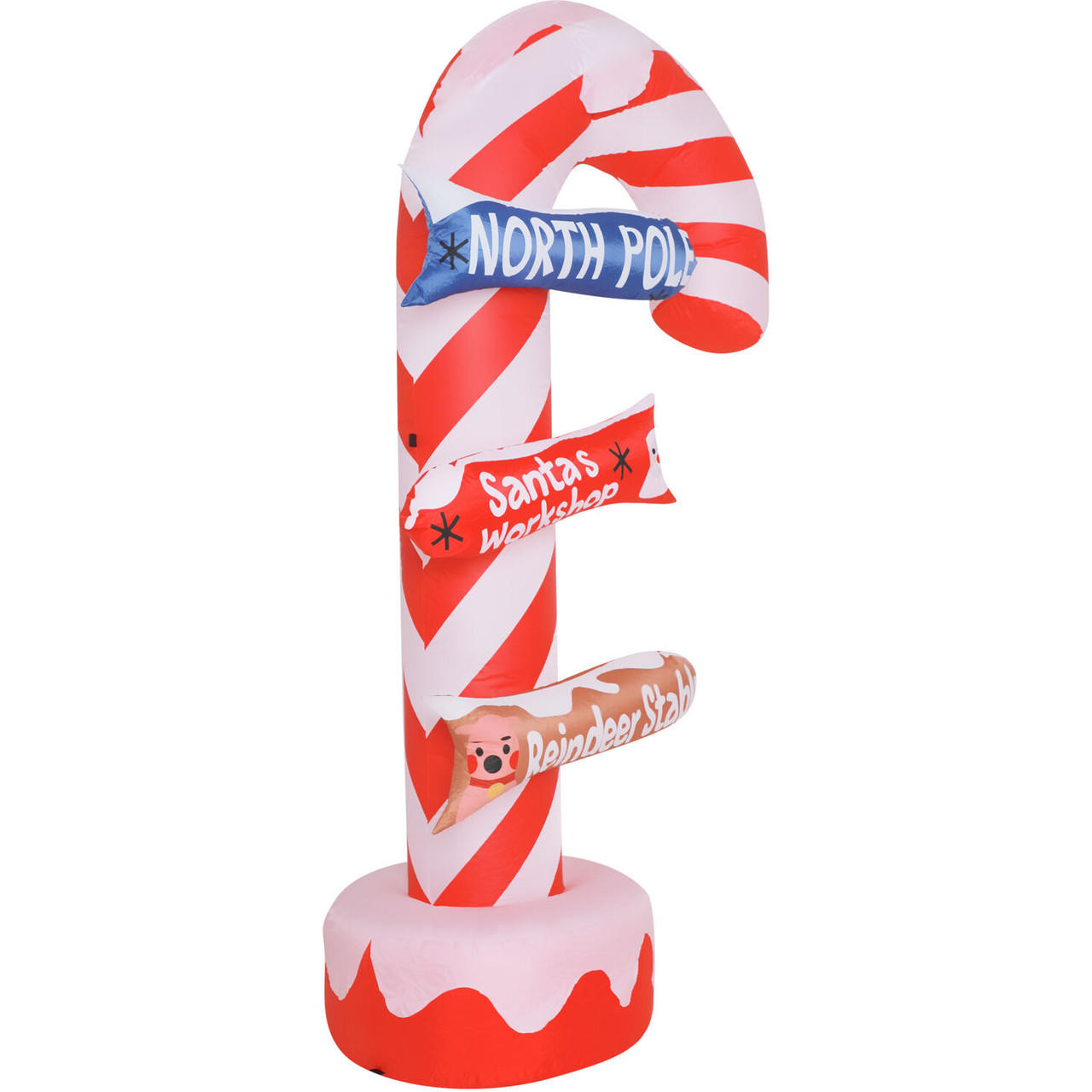 Fraser Hill Farm 6Ft. PreLit Inflatable Candy Cane Direction Sign