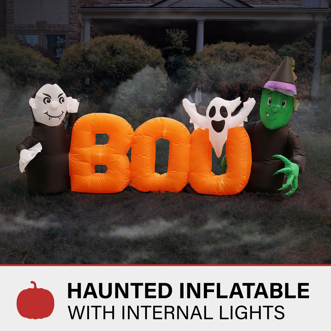 Haunted Hill Farm 6.5-Ft. Wide Pre-lit Inflatable Boo Sign