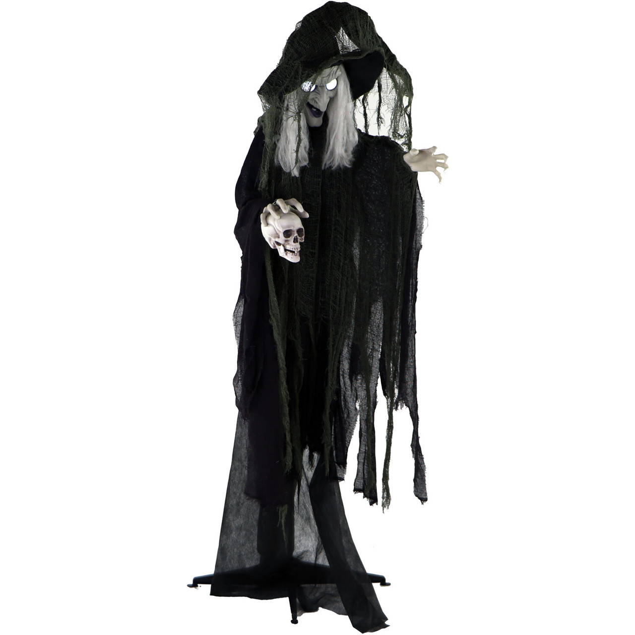 Haunted Hill Farm Edith the Talking Animatronic Witch with Shrunken ...