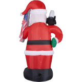 Fraser Hill Farm 8-Ft Tall Americana Santa w/ a Bald Eagle, American Flag, Inflatable w/ Lights, Storage Bag