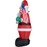 Fraser Hill Farm 8-Ft Tall Americana Santa w/ a Bald Eagle, American Flag, Inflatable w/ Lights, Storage Bag