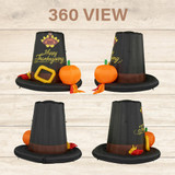 Fraser Hill Farm 6-Ft Tall Happy Thanksgiving Pilgrims Hat Blow Up Inflatable with Lights