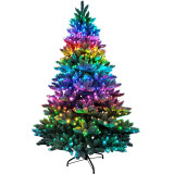 Fraser Hill Farm 7.5-Ft Snow Flocked Fiber Optic Pre-Lit Christmas Tree w/ LED Dancing Lights