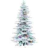 Fraser Hill Farm Mountain Pine Flocked Christmas Tree, Various Lighting and Size 6.5 ft to 12 ft