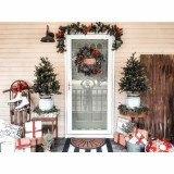 Fraser Hill Farm 24-in Christmas Frosted Wreath with Pinecones, Berries and Plaid Bows