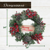 Fraser Hill Farm 24-in Wreath and 6-ft Garland Set, Snow Flocked with Pinecones and Bows