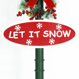 Fraser Hill Farm Let It Snow Series 71-In. Square Street Lamp with Christmas Tree, 2 Signs, Cascading Snow, and Holiday Music, Green