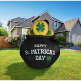 Fraser Hill Farm 6-Ft Tall Happy St Patricks Day Pot of Gold, Blow Up Inflatable with Lights and Storage Bag