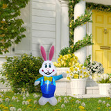 Fraser Hill Farm 3.5-Ft Tall Smiling Easter Bunny, Outdoor/Indoor Blow Up Spring Inflatable with Lights
