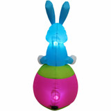 Fraser Hill Farm 5-Ft Tall Blue Bunny Rabbit Sitting on a Happy Easter Egg, Outdoor/Indoor Blow Up Spring Inflatable with Lights