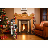 Fraser Hill Farm 36-In Battery-Operated Bike-Riding Snowman with Gift Sack, Animation, and Music 1 Song - Christmas Holiday Decoration