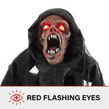 Haunted Hill Farm Animatronic Crouching Zombie with Lights and Sound, Indoor or Covered Outdoor Halloween Decoration