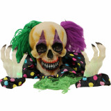 Haunted Hill Farm Haunted Hill Farm 3.25-ft Groundbreaker Clown, Indoor/Covered Outdoor Halloween Decoration, Flashing Green Eyes, Battery-Operated, Claw, HHFJCLOWN-3LS