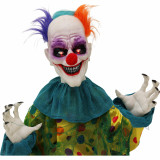 Haunted Hill Farm Haunted Hill Farm 2-ft Animated Clown, Indoor/Covered Outdoor Halloween Decoration, LED Eyes, Poseable, Battery-Operated, Blade, HHFJCLOWN-4LSA