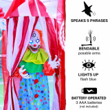 Haunted Hill Farm Haunted Hill Farm 6 ft Hanging Clown, Indoor/Covered Outdoor Halloween Decoration, LED Blue Eyes, Poseable, Battery-Operated, Romero, HHFTCL-4HLS