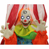 Haunted Hill Farm Haunted Hill Farm 6 ft Hanging Clown, Indoor/Covered Outdoor Halloween Decoration, LED Blue Eyes, Poseable, Battery-Operated, Romero, HHFTCL-4HLS