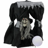 Haunted Hill Farm Haunted Hill Farm 1.6-ft Hanging Witch in Box, Indoor/Covered Outdoor Halloween Decoration, LED Red Eyes, Poseable, Battery-Operated, Orphelia, HHFTWTC-1HLSA