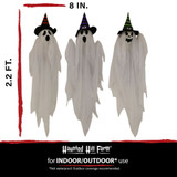 Haunted Hill Farm Set of 3 Hanging Ghosts, Indoor/Outdoor Halloween Decoration
