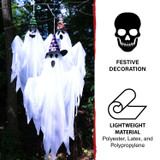Set of 3 Hanging Ghosts, Indoor/Outdoor Halloween Decoration