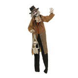 5.3-Ft. Jebediah Bones Animatronic Gravekeeper, Indoor or Covered Outdoor Halloween Decor, Red LED Eyes, Battery-Operated