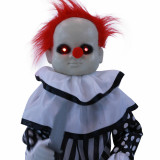 Haunted Hill Farm Haunted Hill Farm 2.6-ft Animatronic Clown, Indoor/Outdoor Halloween Decoration, Red LED Eyes, Poseable, Battery-Operated, Master Chuck, HHMNCLW-1FLSA