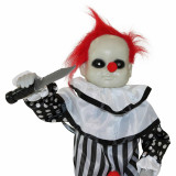 Haunted Hill Farm Haunted Hill Farm 2.6-ft Animatronic Clown, Indoor/Outdoor Halloween Decoration, Red LED Eyes, Poseable, Battery-Operated, Master Chuck, HHMNCLW-1FLSA