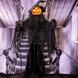6-Ft. Life-Size Poseable Pumpkin Witch with Lights and Sound, Indoor/Covered Outdoor Halloween Decoration