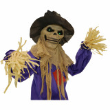 Haunted Hill Farm Haunted Hill Farm 5.83-ft Standing Scarecrow, Indoor/Covered Outdoor Halloween Decoration, LED Green Eyes, Poseable, Battery-Operated, Bates, HHSCR-5FLS