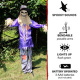 6-Ft. Poseable Scarecrow with Lights and Sound, Indoor or Covered Outdoor Halloween Decoration