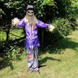 6-Ft. Poseable Scarecrow with Lights and Sound, Indoor or Covered Outdoor Halloween Decoration