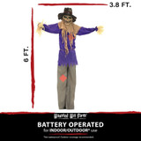 6-Ft. Poseable Scarecrow with Lights and Sound, Indoor or Covered Outdoor Halloween Decoration