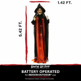 Haunted Hill Farm Haunted Hill Farm 5.42-ft Standing Witch, Indoor/Covered Outdoor Halloween Decoration, LED Red Eyes, Poseable, Battery-Operated, Scarlet, HHWITCH-21FLS