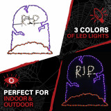 Haunted Hill Farm Haunted Hill Farm Halloween Indoor/Outdoor RIP Tombstone LED Light 42 in x 43 in, FFHELED043-RIP0-PUR