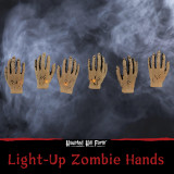 Haunted Hill Farm 6 Light-Up Zombie Hands with Yellow LED Lights Halloween Yard Decoration