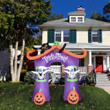 Haunted Hill Farm 9-Ft Inflatable PreLit Trick or Treat Walkway Arch Cat, Jack-O-Lantern, Ghost