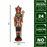 Fraser Hill Farm Fraser Hill Farm 5-Ft Indoor/Outdoor Musical African American Nutcracker Statue with LED Lights and Timer, FFRS060-3NC-RDAA