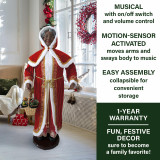 Christmas Time Fraser Hill Farm 58-In Dancing African American Mrs Claus with Hooded Cloak and Basket, Life-Size Christmas Holiday Indoor Home Decorations, FMC058D-2RD1-AA
