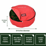 Fraser Hill Farm Fraser Hill Farm 24-In Heavy-Duty Storage Bag for Christmas Small Wreaths and Garlands, Red, FFSBWR024-RD