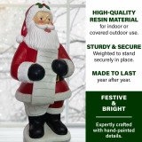 Fraser Hill Farm Fraser Hill Farm 3-Ft Traditional Santa Claus Statue Holding a Naughty and Nice List, Resin Indoor or Outdoor