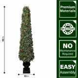 Fraser Hill Farm Fraser Hill Farm 4-Ft Faux Boxwood Christmas Porch Tree with Red Berries in Ornamental Pot, FF048CHPT004-0GR