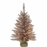 Fraser Hill Farm Fraser Hill Farm Festive Tinsel Christmas Tree with Burlap Bag and Warm White LED Lights, Blush