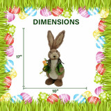 Fraser Hill Farm 4-Piece Sisal Bunny Family with Green and Brown Outfits, Cute Easter Rabbit Figurine, Spring Decoration, FHSPBNYFM-BRW3