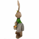 Fraser Hill Farm 4-Piece Sisal Bunny Family with Green and Brown Outfits, Cute Easter Rabbit Figurine, Spring Decoration, FHSPBNYFM-BRW3