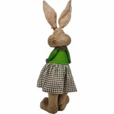 Fraser Hill Farm 4-Piece Sisal Bunny Family with Green and Brown Outfits, Cute Easter Rabbit Figurine, Spring Decoration, FHSPBNYFM-BRW3