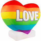 Fraser Hill Farm 6-Ft Tall Rainbow LOVE Pride Heart, Indoor/Outdoor Blow-Up Inflatable with Lights