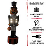 4-Ft. Jack-O-Lantern Nutcracker Prelit LED Resin Figurine, Indoor or Covered Outdoor Halloween Decoration, Plug-In