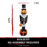 4-Ft. Jack-O-Lantern Nutcracker Prelit LED Resin Figurine, Indoor or Covered Outdoor Halloween Decoration, Plug-In