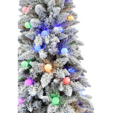 Slim White Tail Pine Snow-Flocked Christmas Tree with Colorful G40 Bulbs